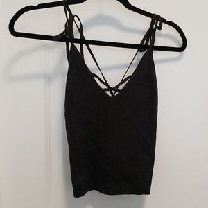 Dark grey knitted crop top